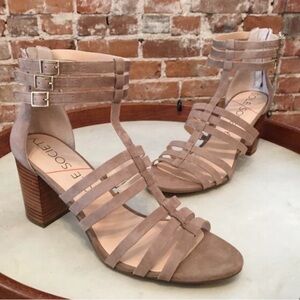 Sole Society Taupe Strappy Block Heel Sandals
